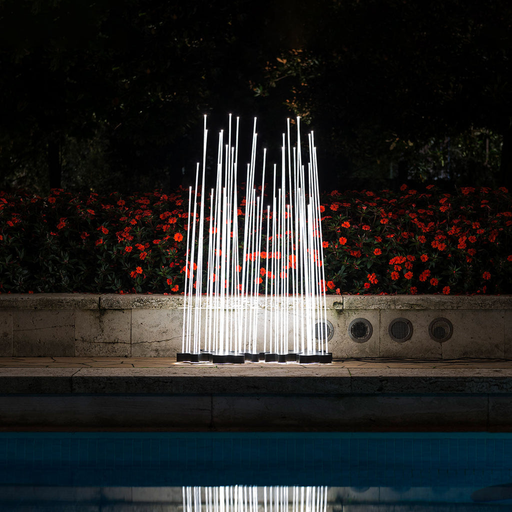 Detalj av LED gulvlampe Reeds Triple rustfritt stål IP67
