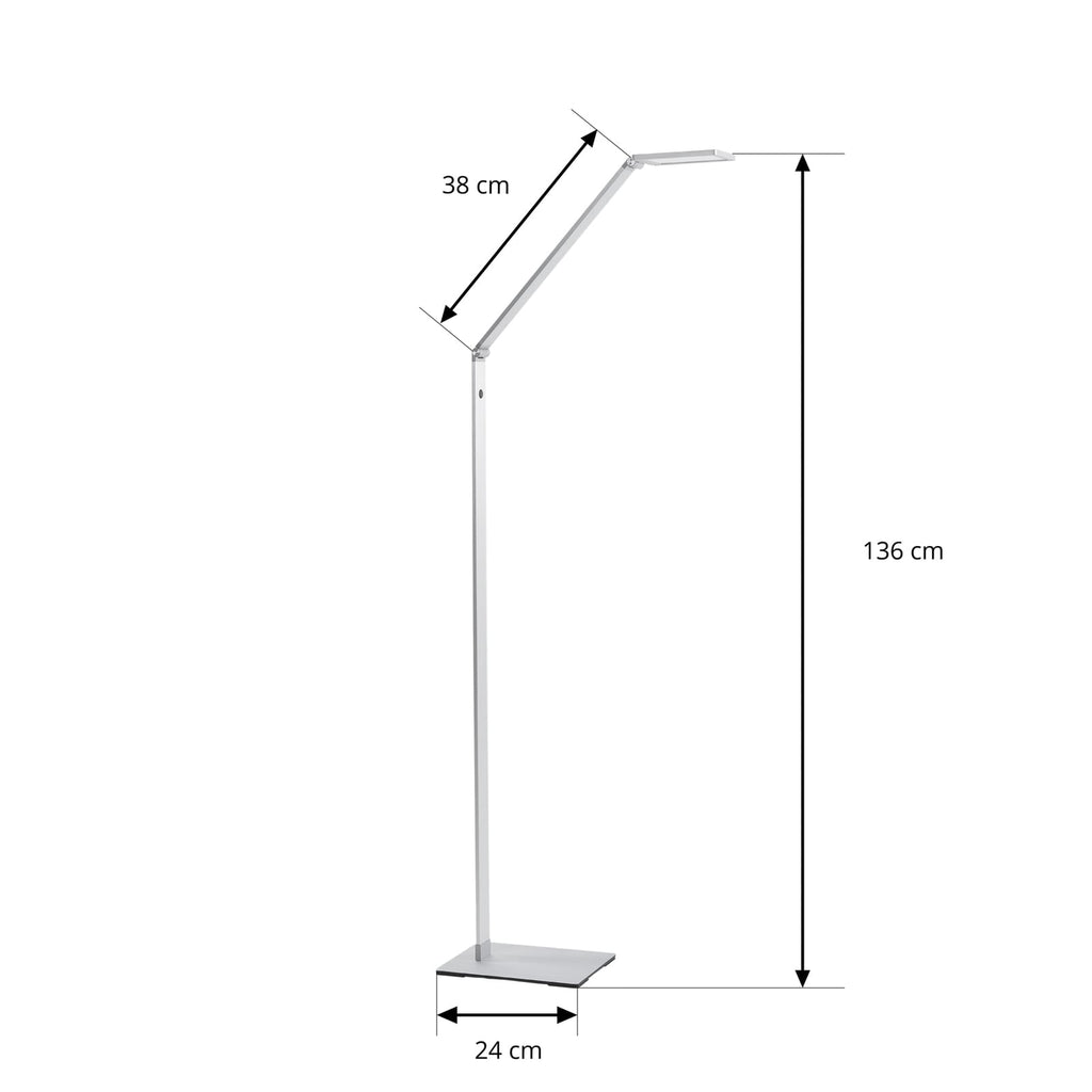 LED gulvlampe Resi leselampe dimbar justerbar aluminium nærbilde av dimmer