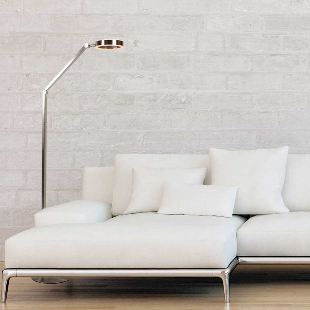 LED gulvlampe Ringlux stålfarget dimbar bakside