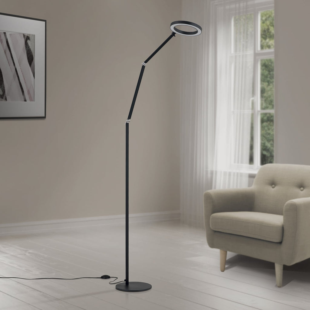 LED gulvlampe Ringo justerbar dimbar svart 18W H210 cm bakside