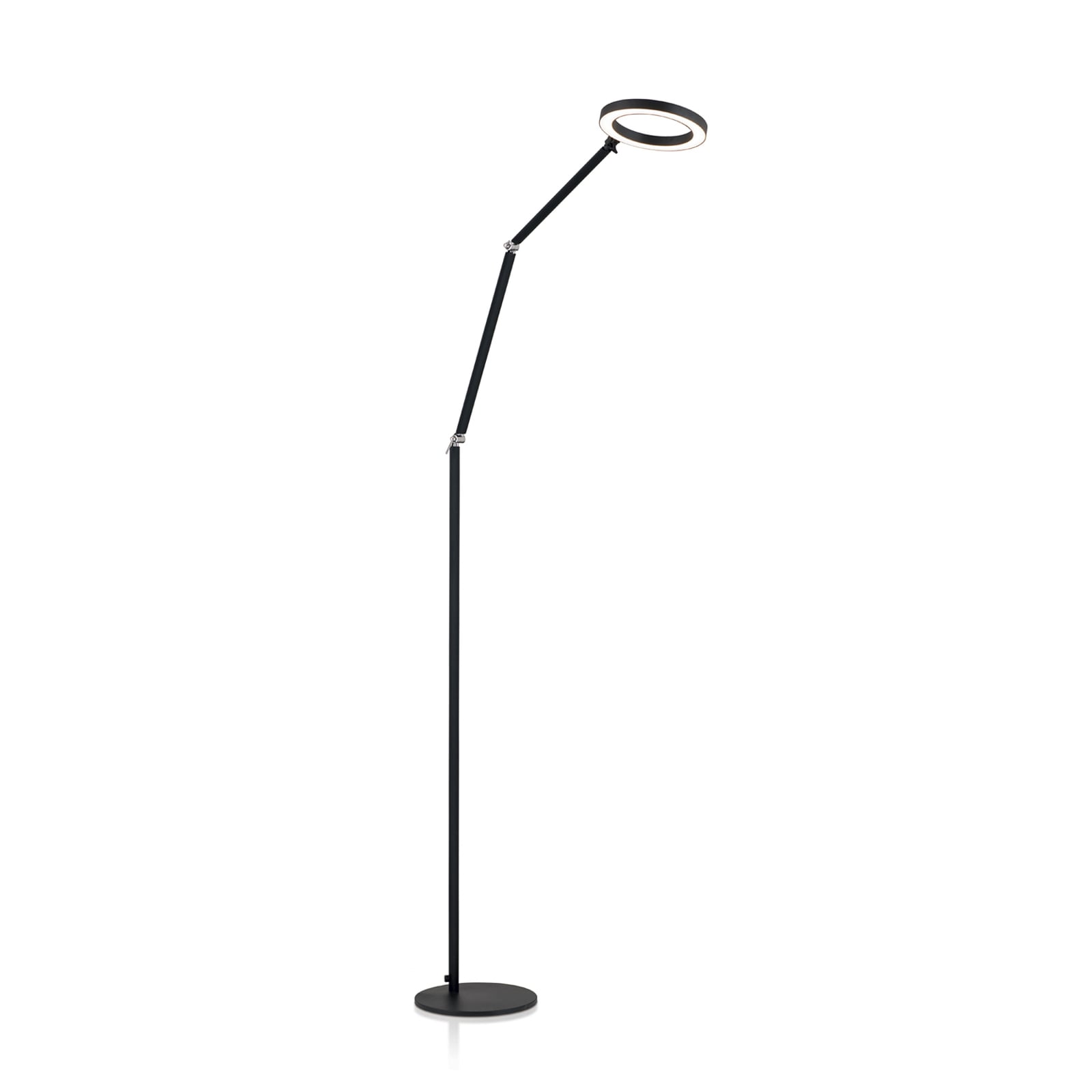 LED gulvlampe Ringo justerbar dimbar svart 18W montert i stue