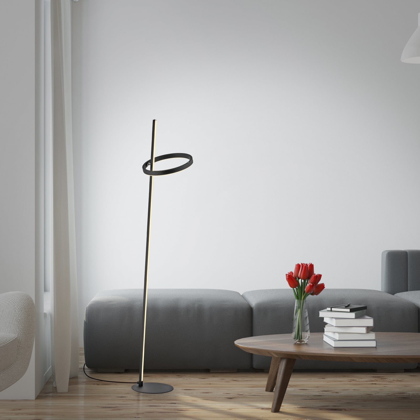LED gulvlampe Ritus dimbar berøringsdimmer svart detalj av lampefot