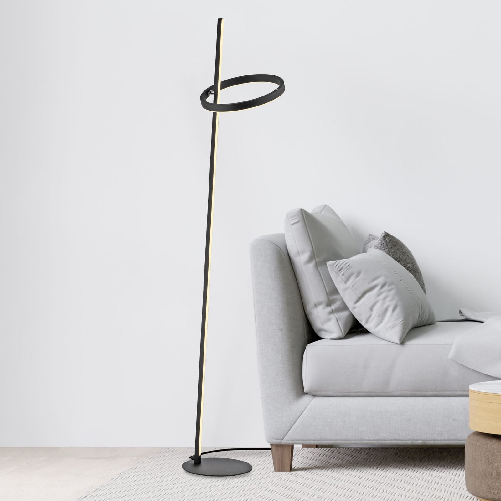 LED gulvlampe Ritus dimbar berøringsdimmer svart forfra