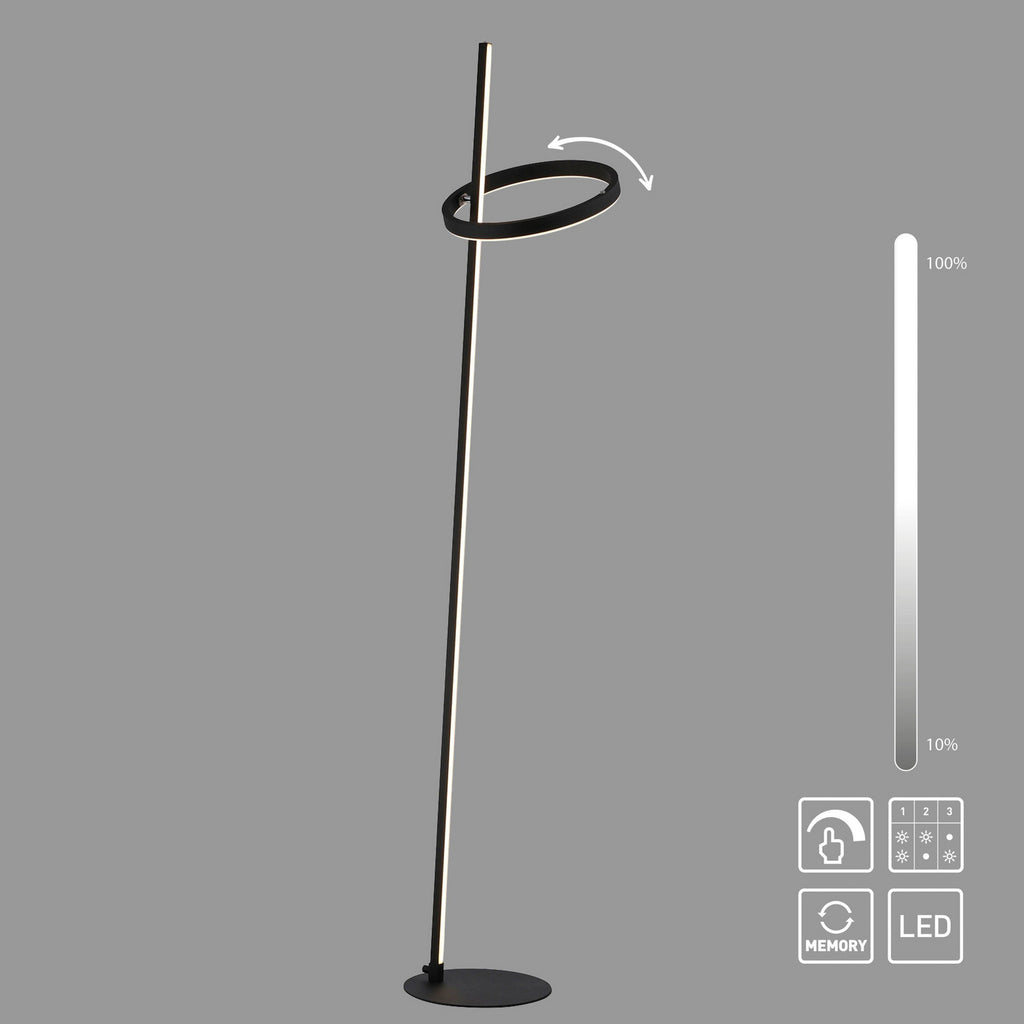 LED gulvlampe Ritus dimbar berøringsdimmer svart kontrollpanel på lampe
