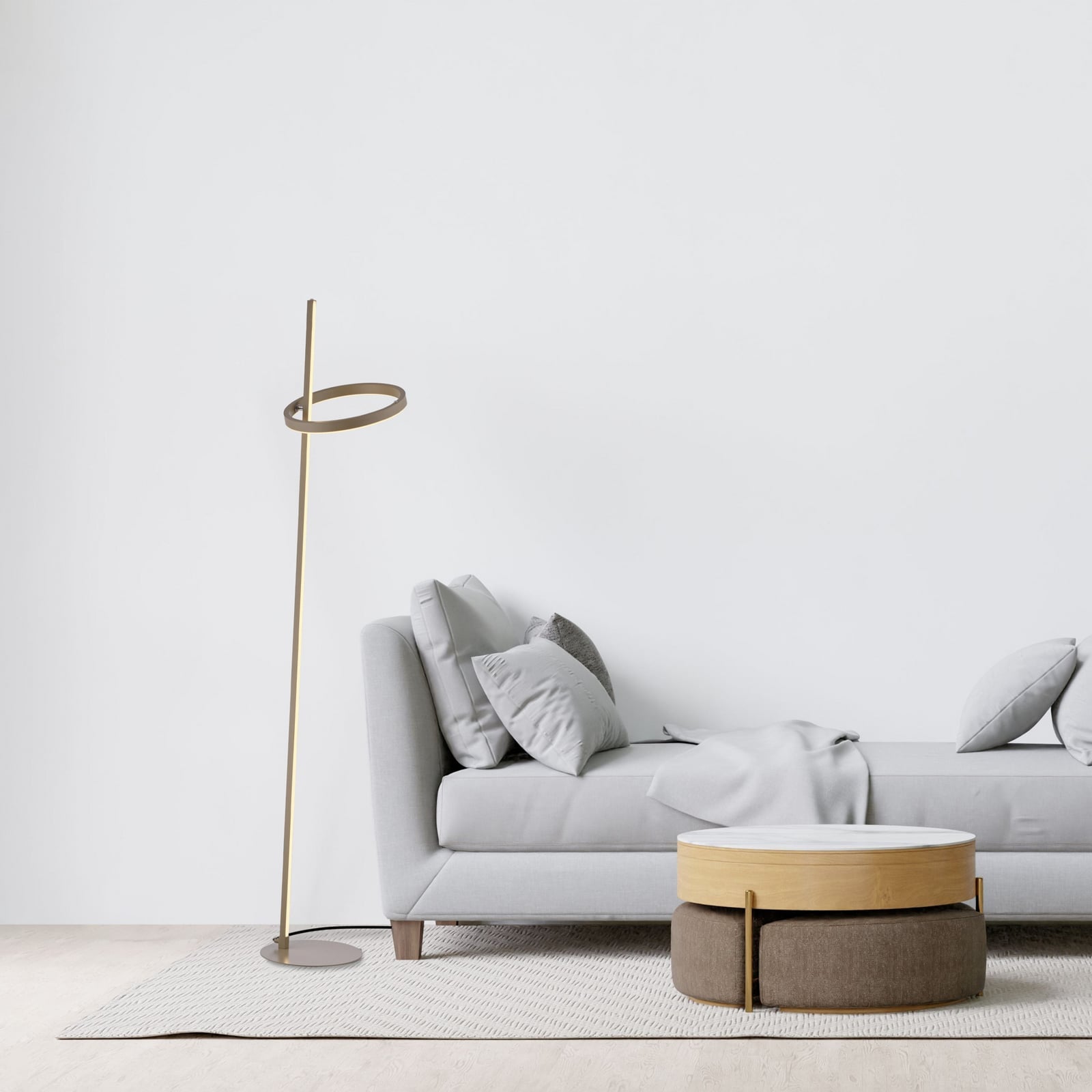 LED gulvlampe Ritus sand jern dimbar berøringsdimmer bakside