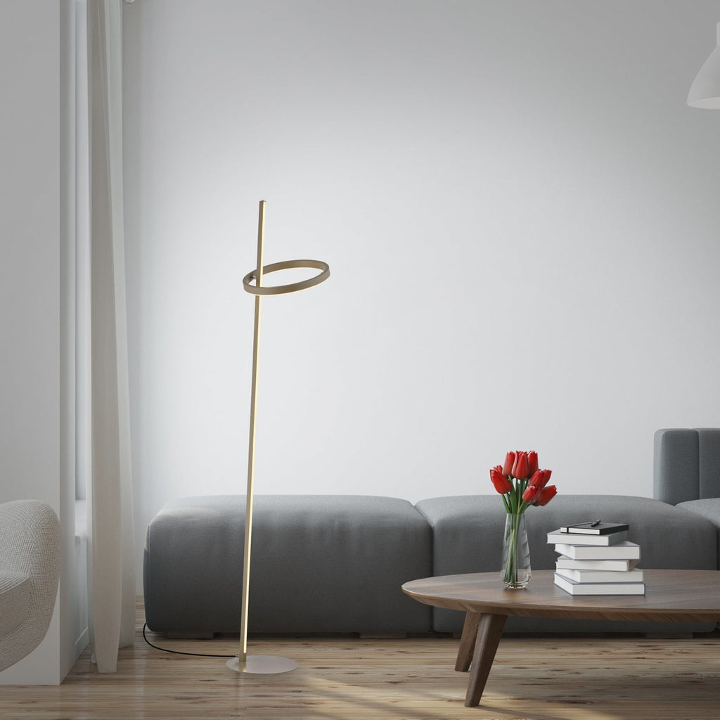LED gulvlampe Ritus sand jern dimbar berøringsdimmer montert i stue