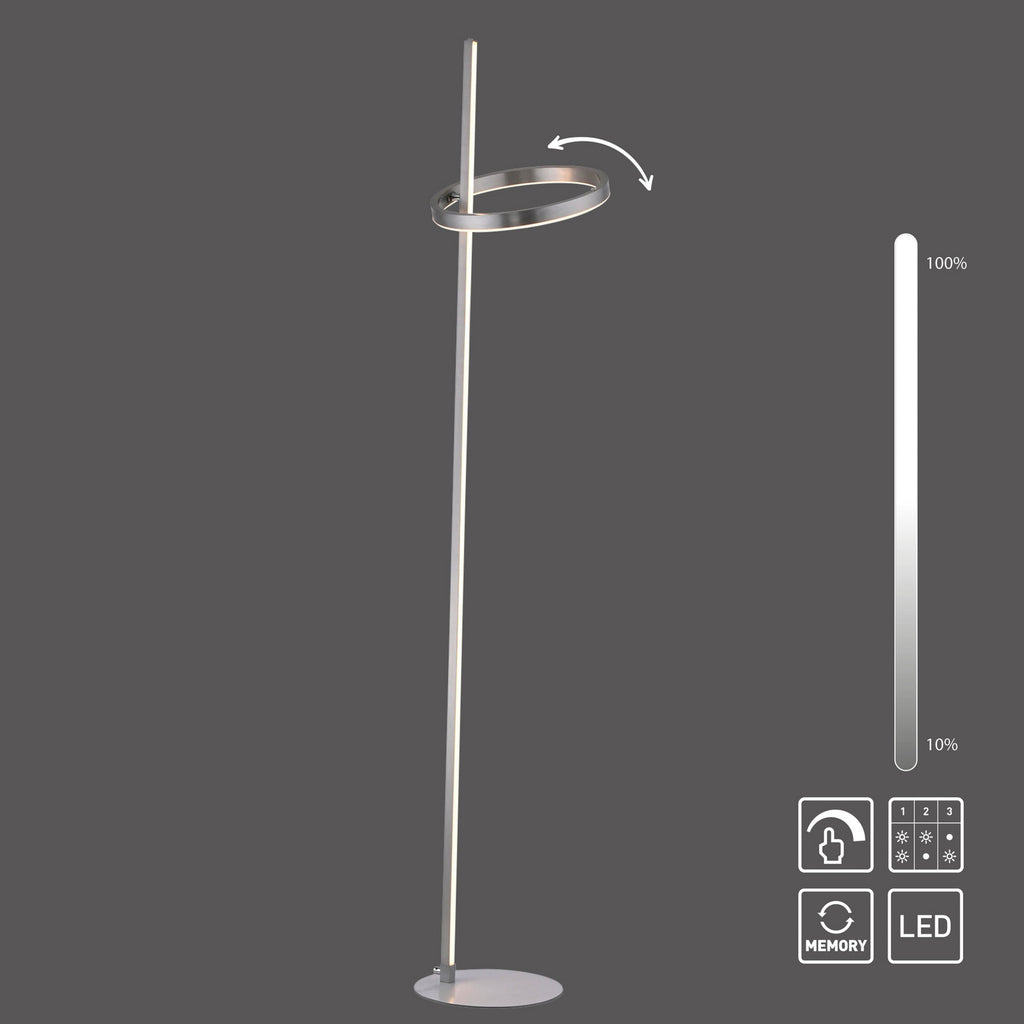 LED-gulvlampe Ritus sølv jern dimbar 3000K 160 cm helhetsbilde
