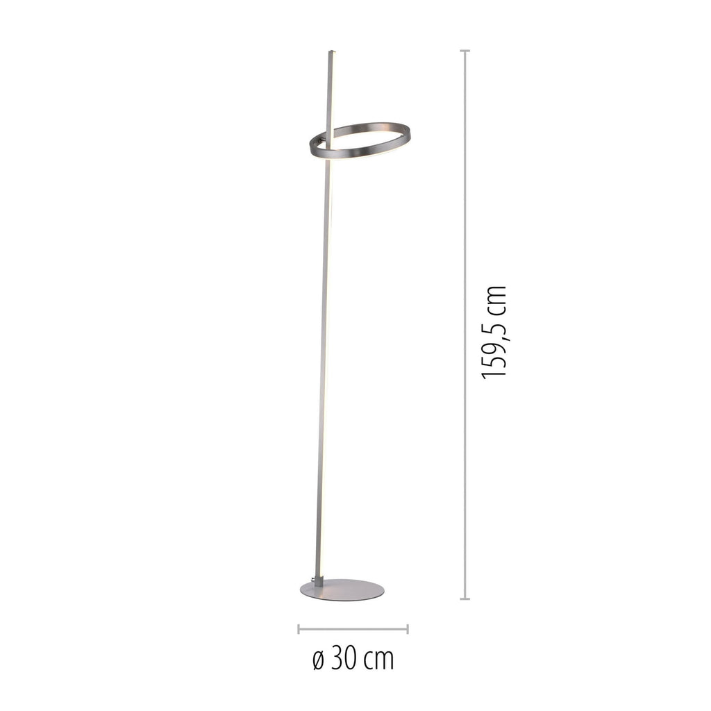 LED-gulvlampe Ritus sølv jern dimbar 3000K 160 cm detalj av touchdimmer