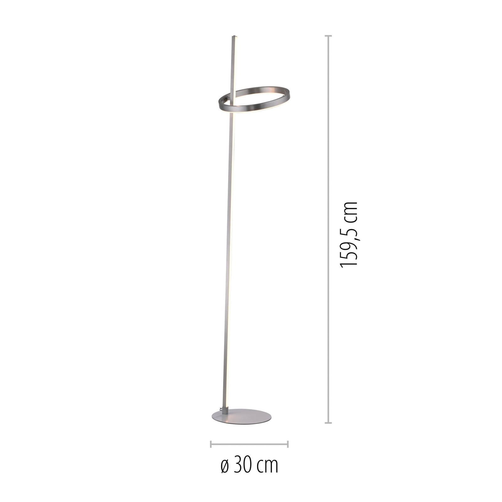 LED-gulvlampe Ritus sølv jern dimbar 3000K 160 cm detalj av touchdimmer