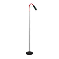 LED gulvlampe Rocco svart matt med rød fleksarm forfra