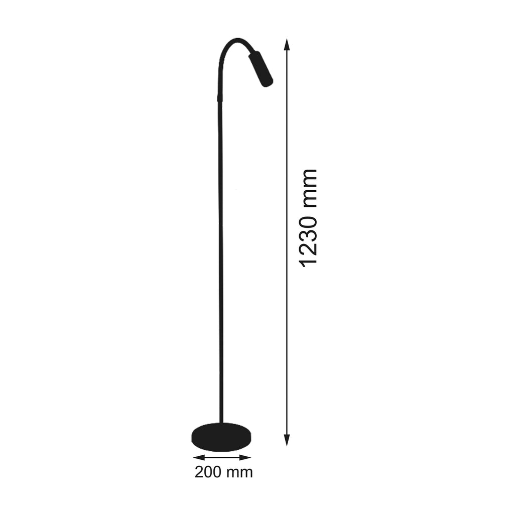 LED gulvlampe Rocco svart matt med rød fleksarm detalj