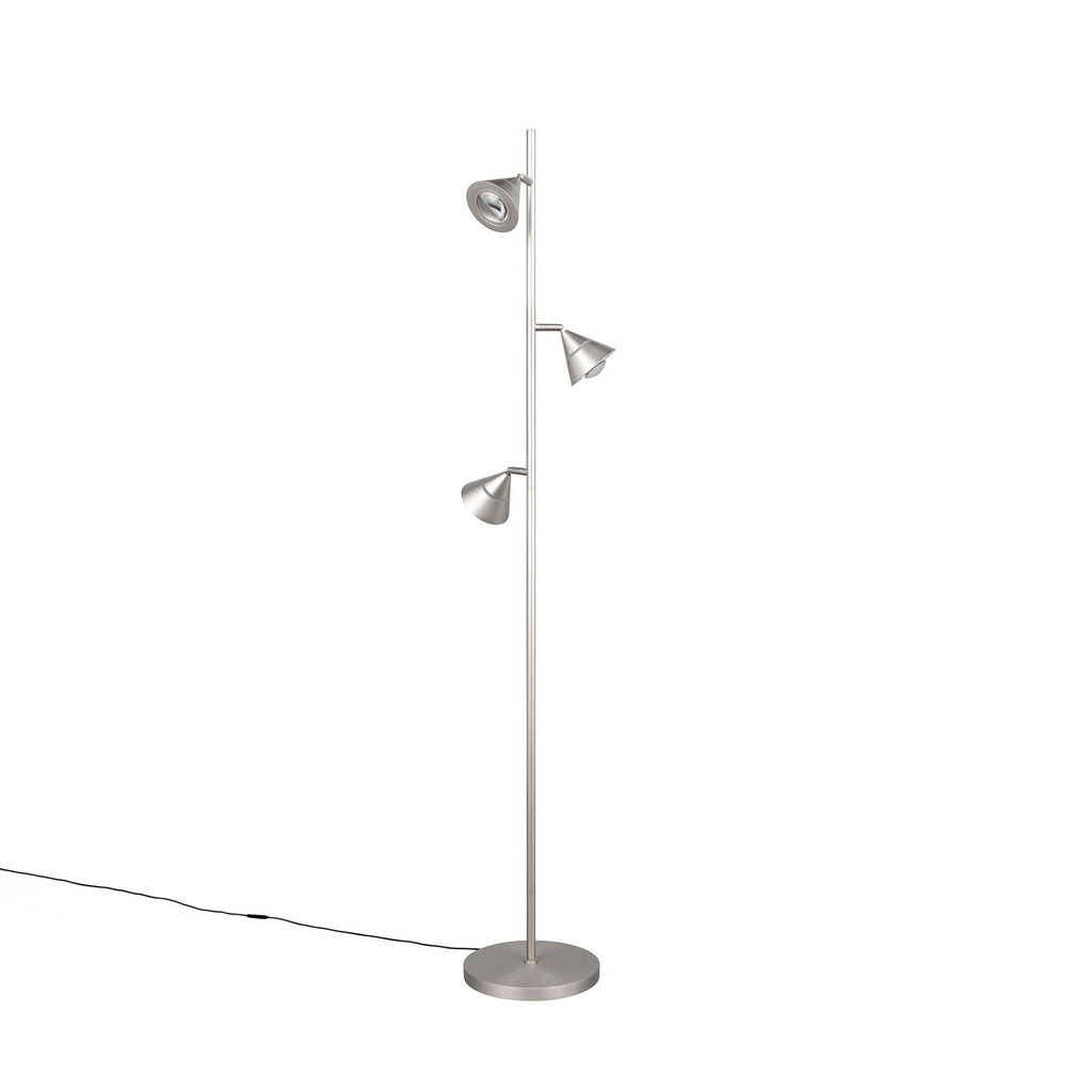 LED gulvlampe Romeo 3-lys matt nikkel glass CCT dimbar 150 cm forfra