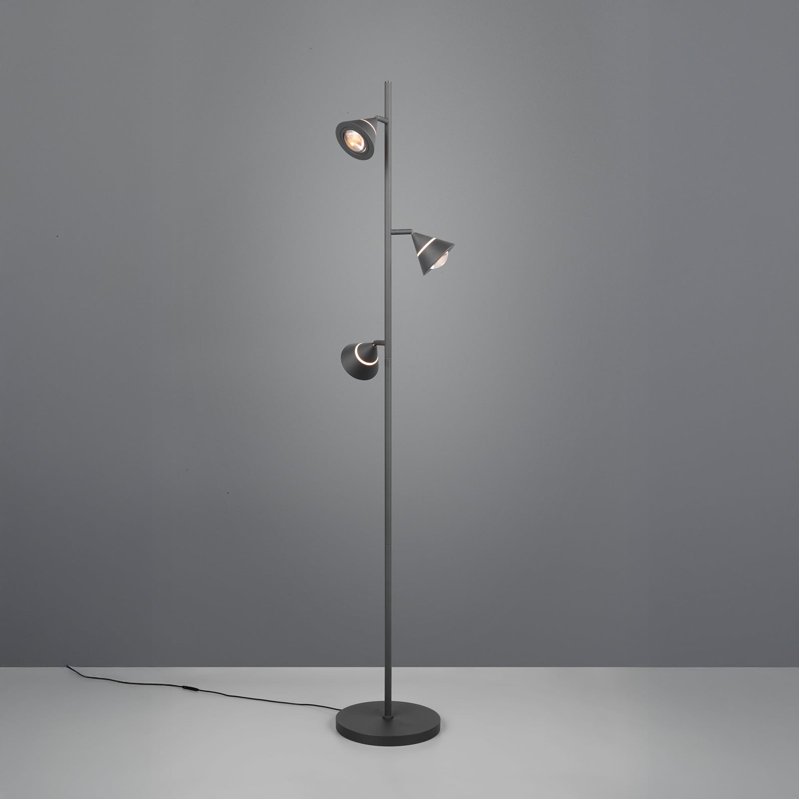 Detaljbilde av LED gulvlampe Romeo 3-lys svart metall dimbar CCT 150 cm