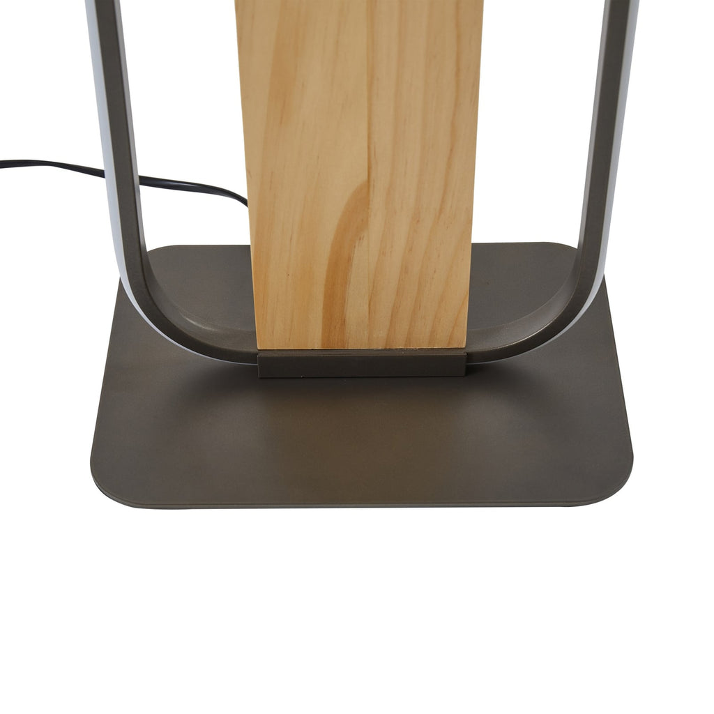 Sideprofil av LED gulvlampe Romilda grå aluminium/tre