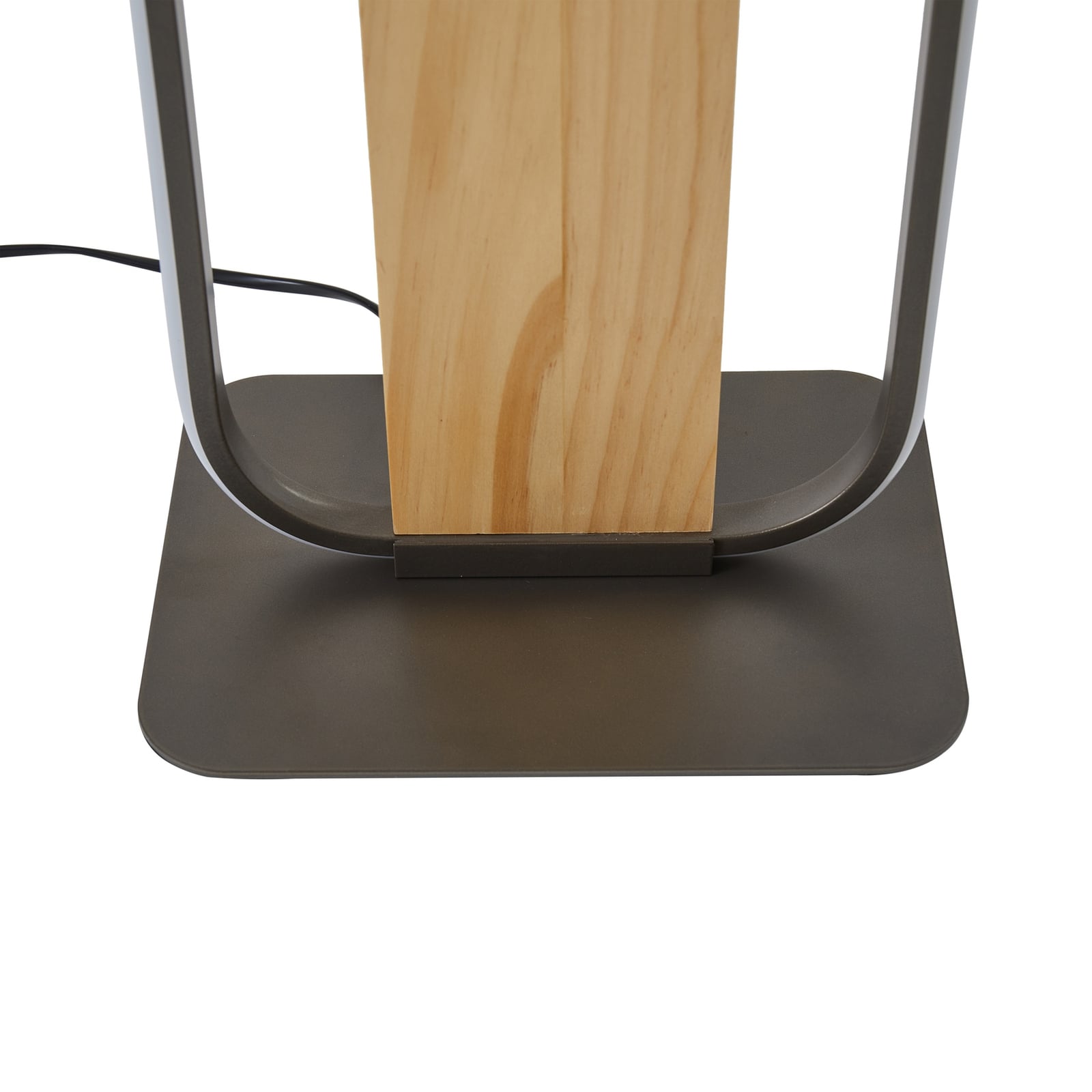 Sideprofil av LED gulvlampe Romilda grå aluminium/tre