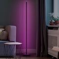 LED gulvlampe ROUND dimbar RGB CCT svart 140 cm WiFi foran