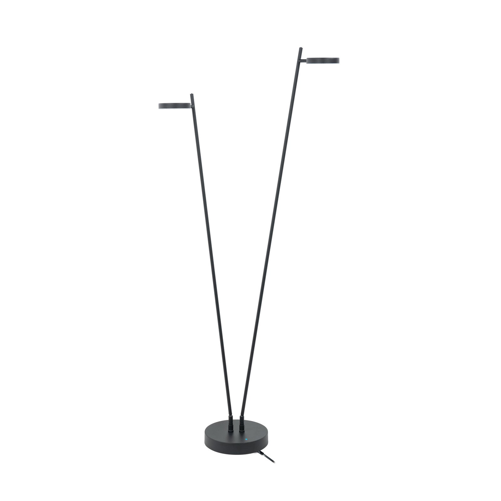 LED gulvlampe Round Move oppladbar 2-lys CCT dimbar svart forfra