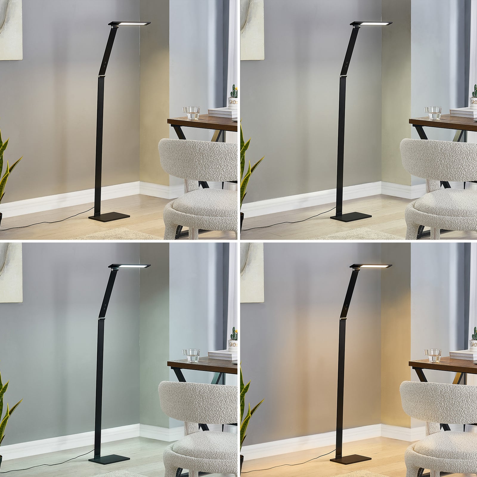 LED gulvlampe Salome svart aluminium CCT dimbar lys i dagslys