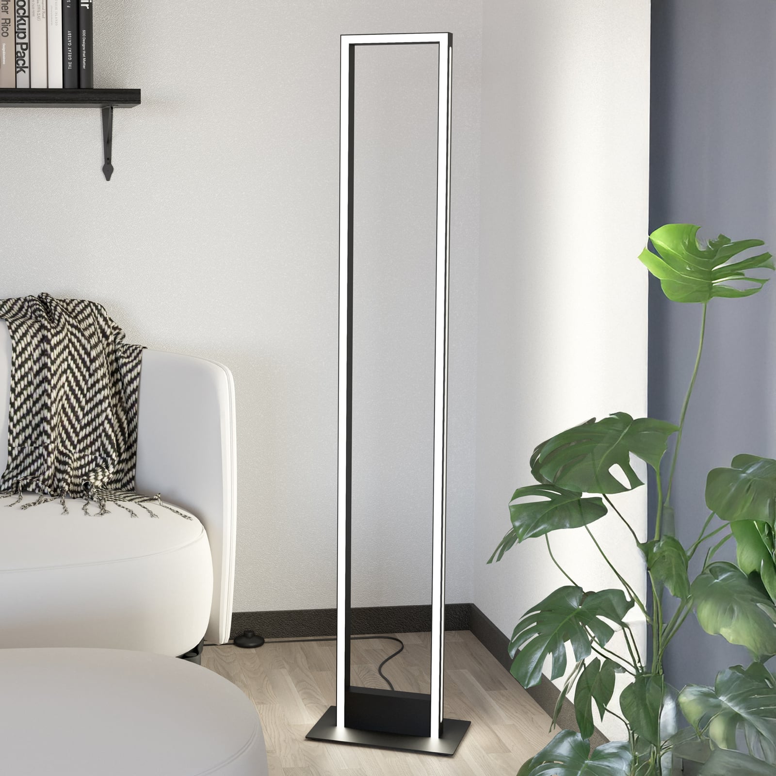 LED gulvlampe Savilanas-Z svart dimbar CCT 33W Zigbee forfra