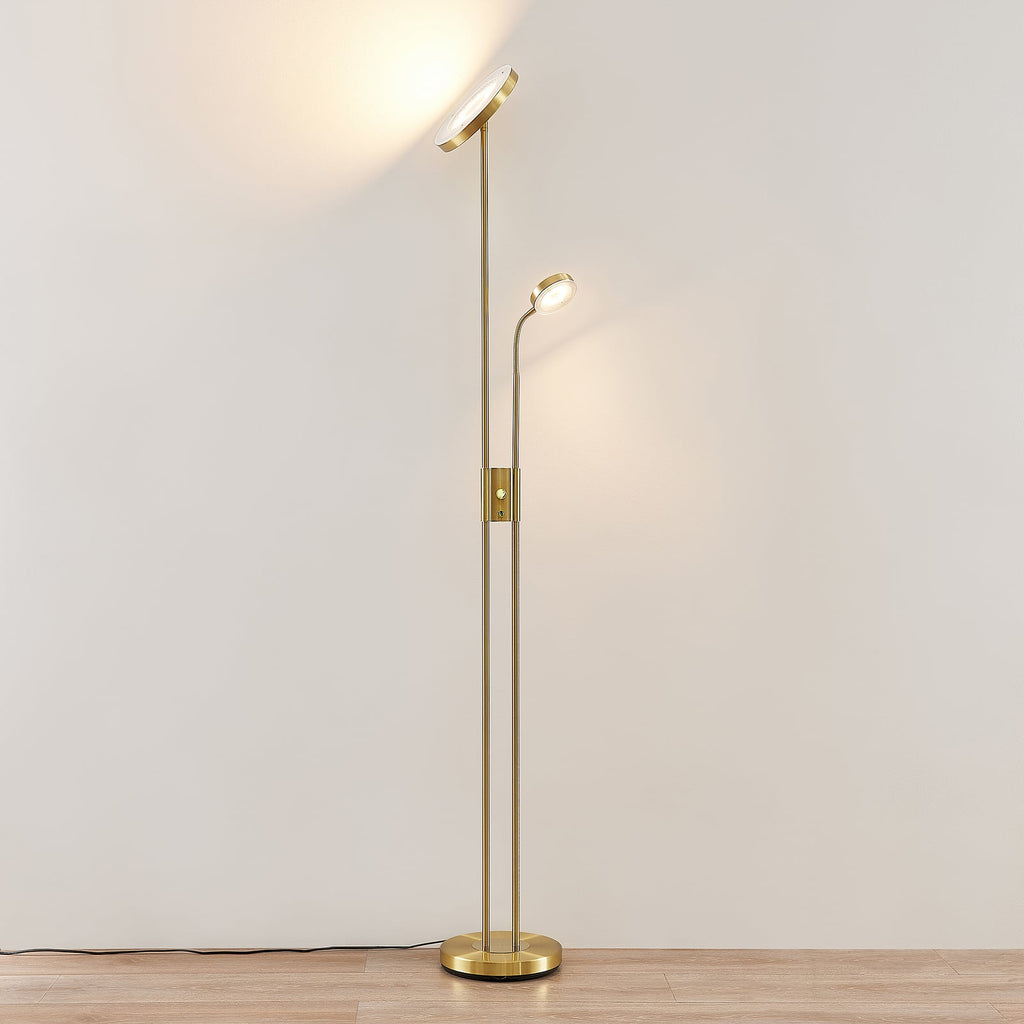 LED gulvlampe Seppa dimbar messing 180 cm detalj av lampehode