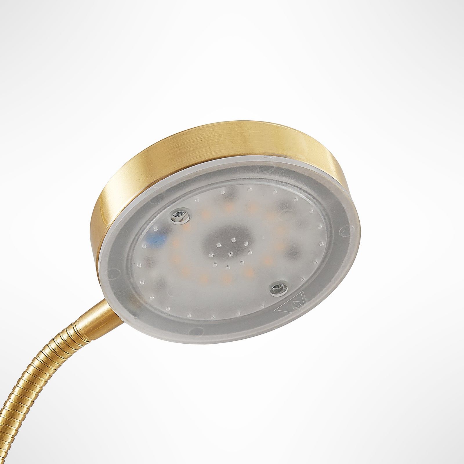 LED gulvlampe Seppa dimbar messing 180 cm montert i stue