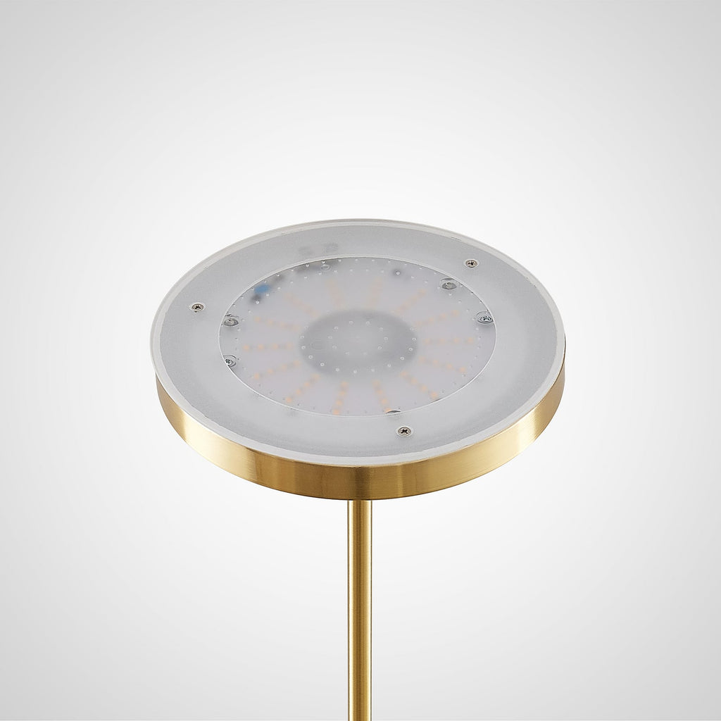 LED gulvlampe Seppa dimbar messing 180 cm nærbilde av dimmer