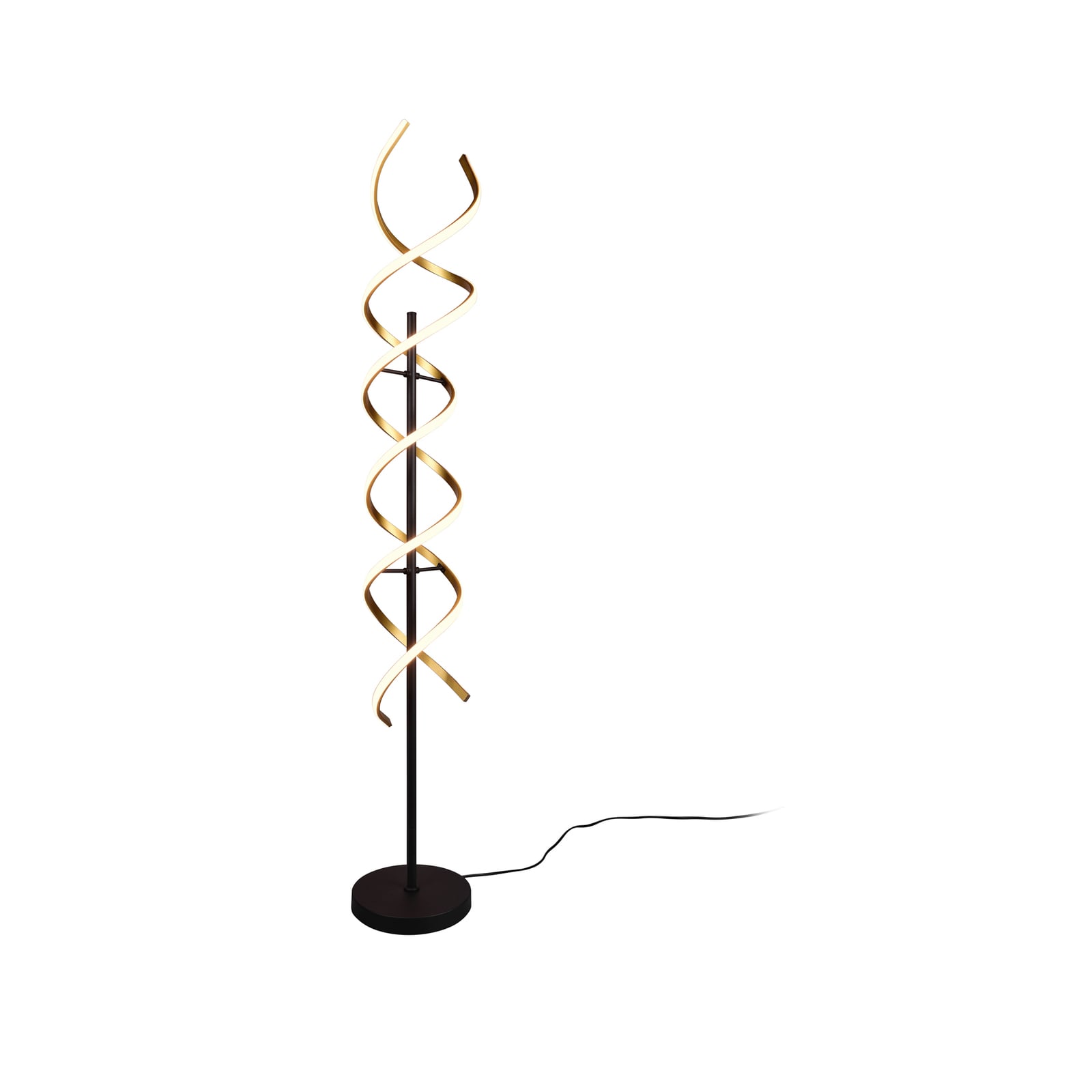 Nærbilde av aluminium struktur på LED gulvlampe Sequence dimbar CCT messing Ø23 cm