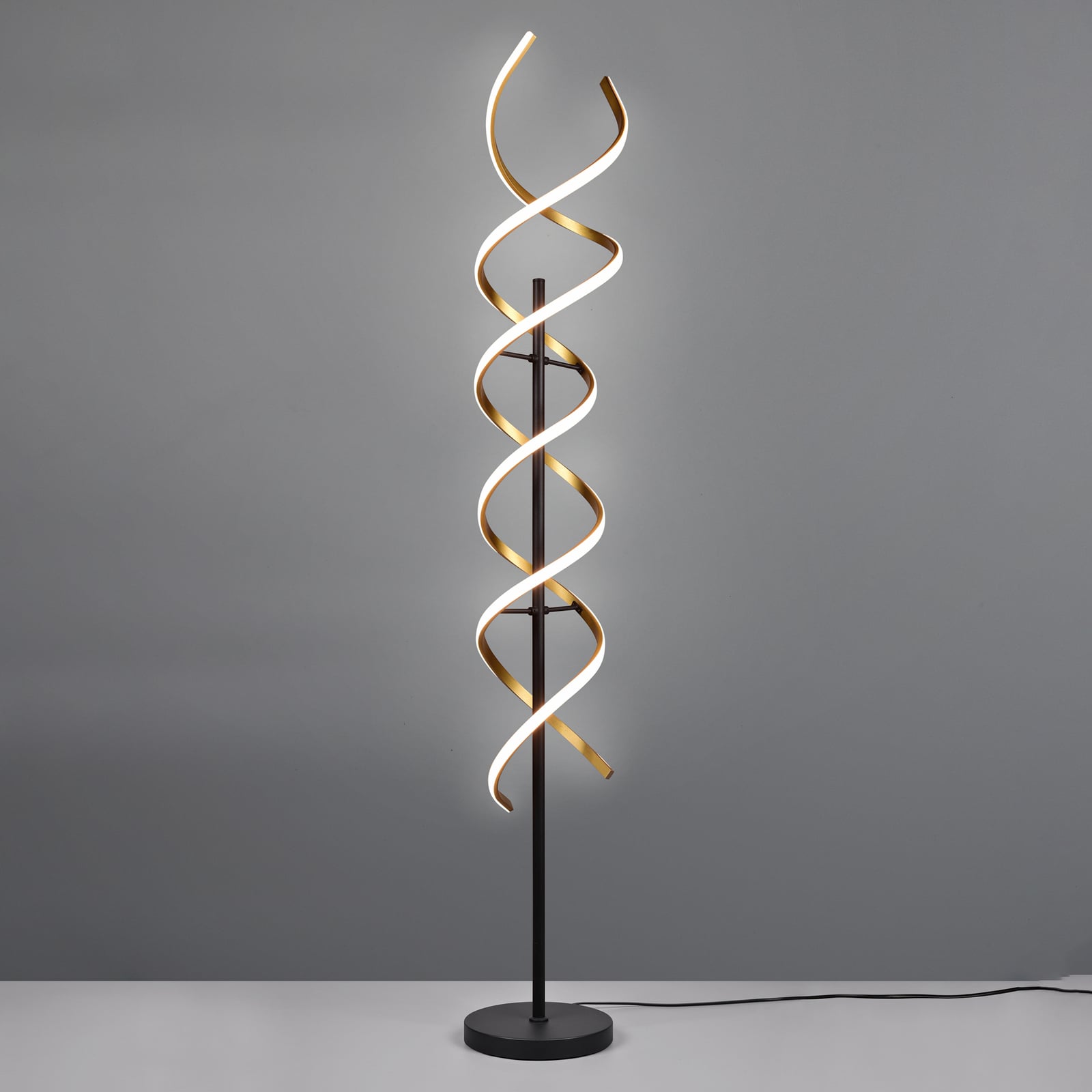 LED gulvlampe Sequence dimbar CCT messing Ø23 cm med dimmer bryter