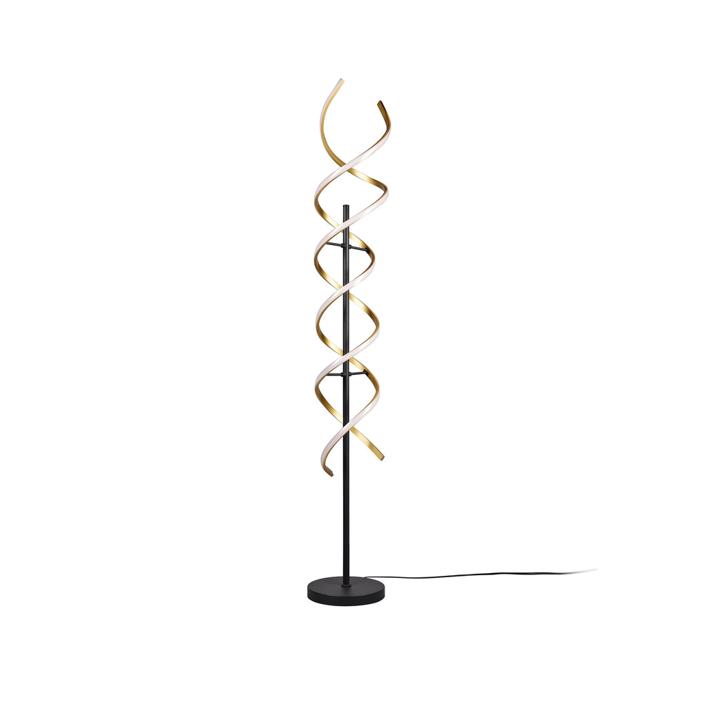 LED gulvlampe Sequence dimbar CCT messing Ø23 cm montert i stue