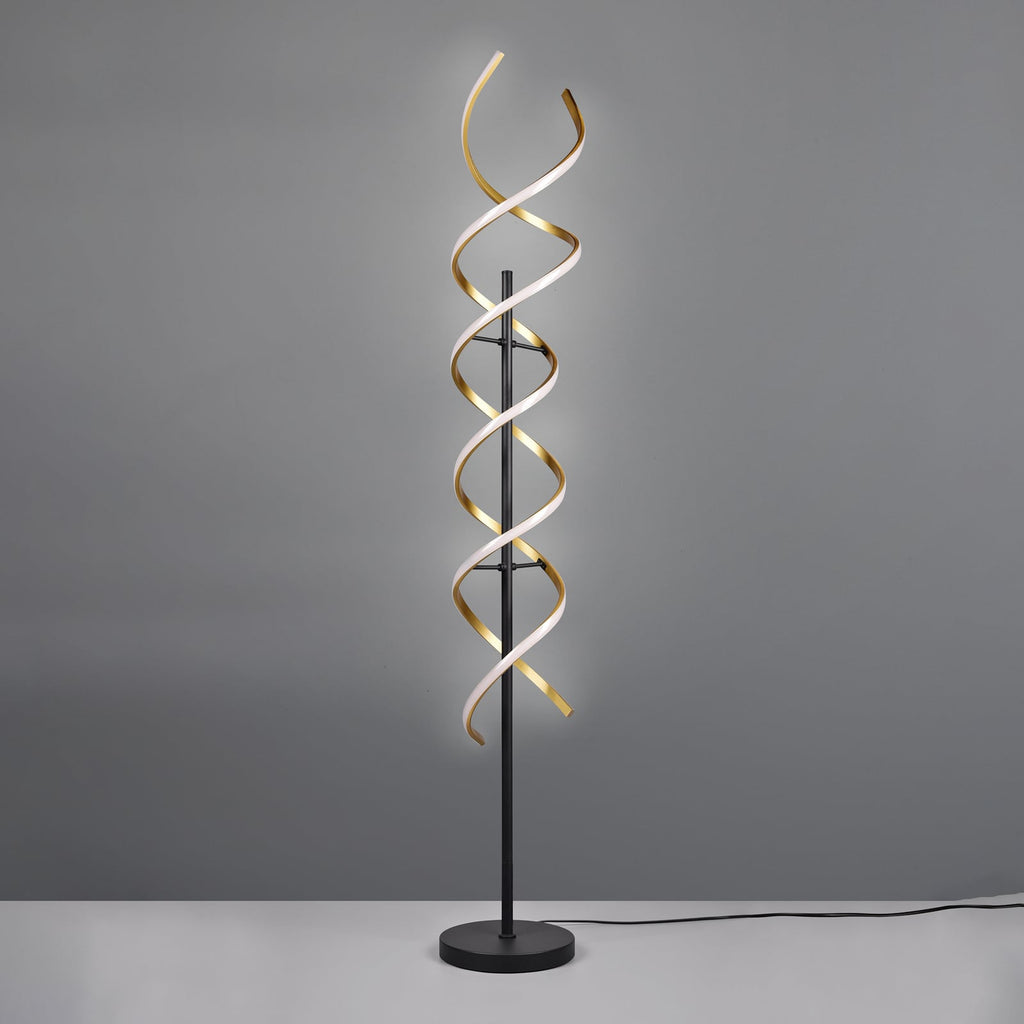 LED gulvlampe Sequence dimbar CCT messing Ø23 cm med lys på