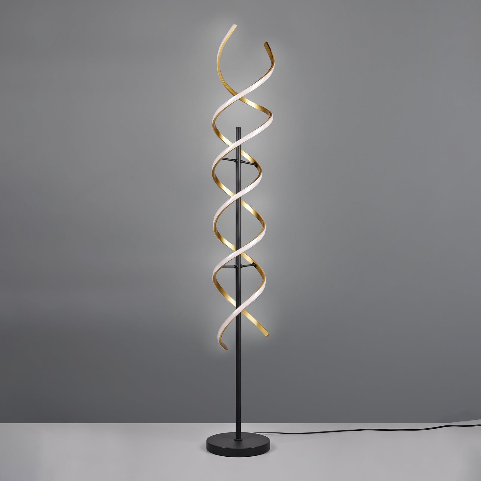 LED gulvlampe Sequence dimbar CCT messing Ø23 cm med lys på