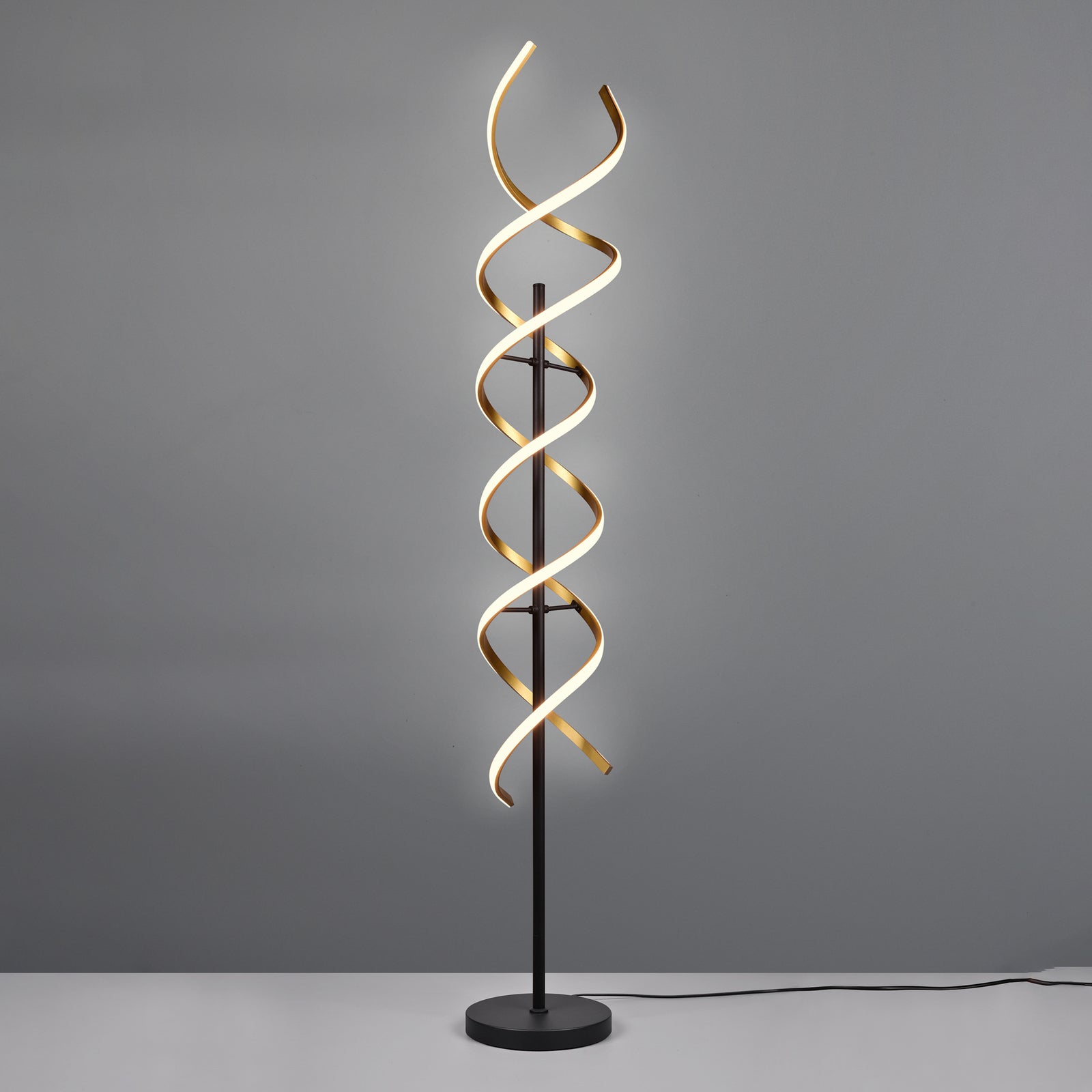 Sideprofil av LED gulvlampe Sequence dimbar CCT messing Ø23 cm