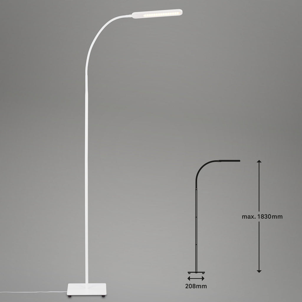 Oversikt av LED gulvlampe Servo dimbar CCT hvit 183 cm 8W og kabel