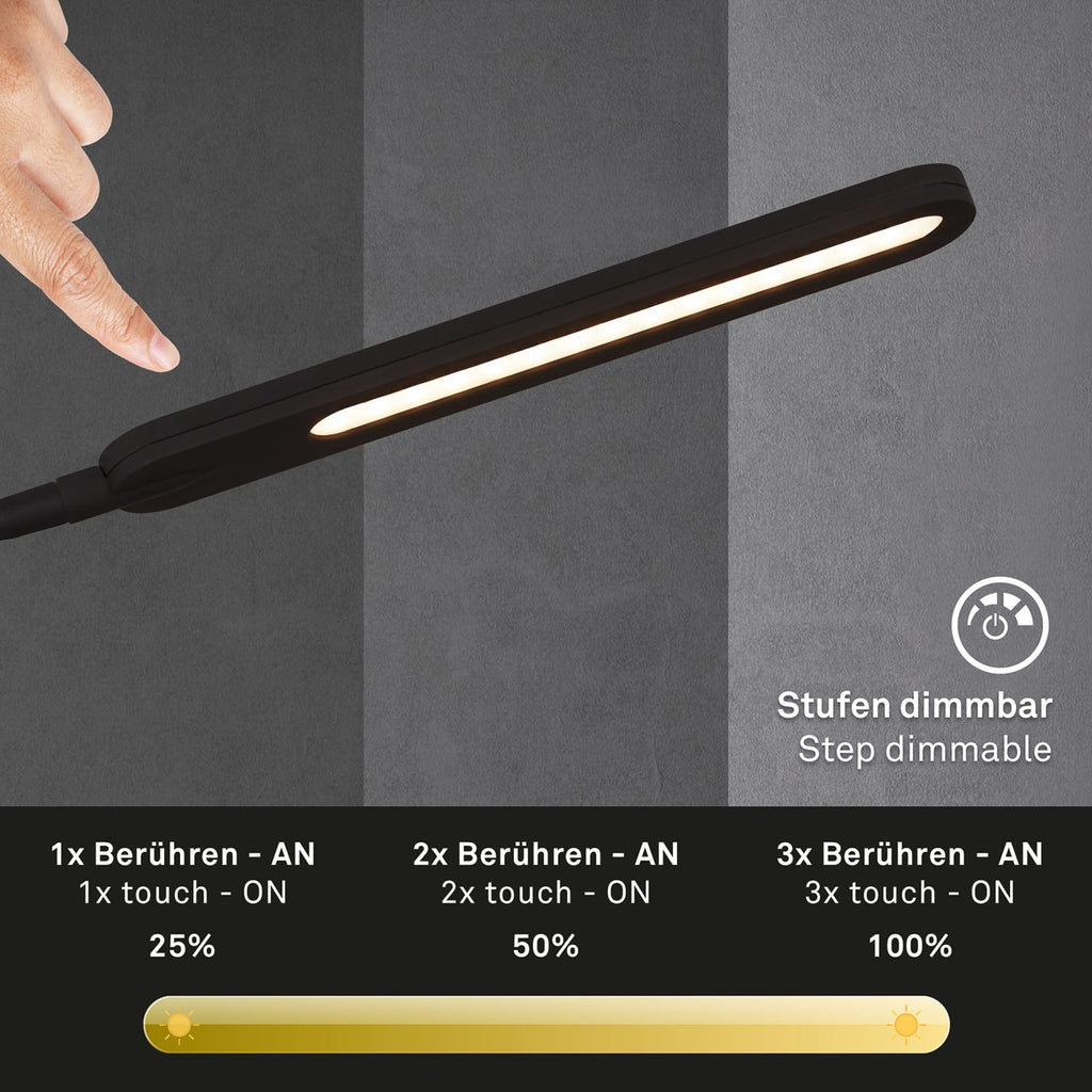 LED gulvlampe Servo dimbar CCT svart 183 cm justerbar lampehode