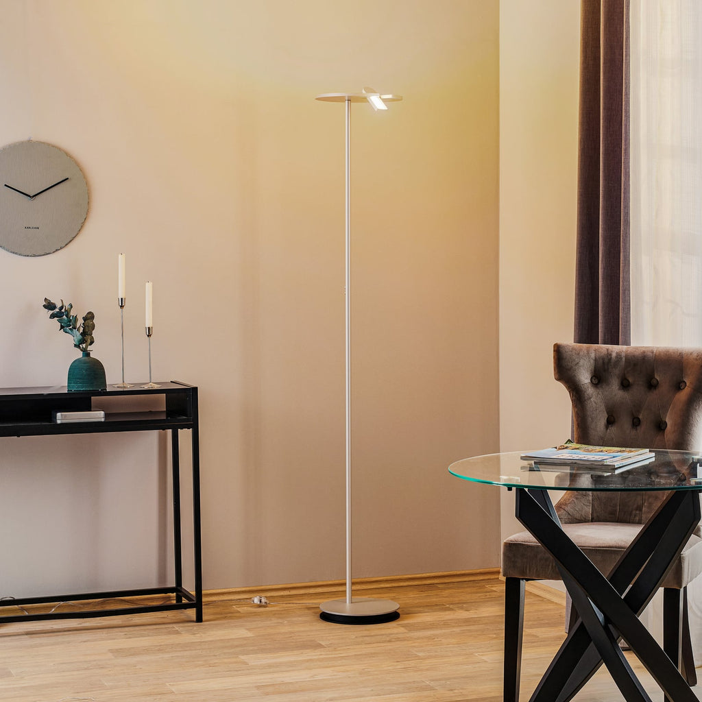 LED gulvlampe Share med leselampe dimbar aluminium forfra