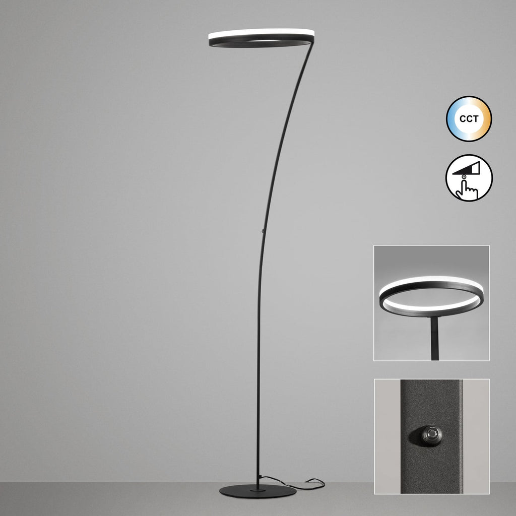 LED gulvlampe Sirko matt svart nærbilde av bryter