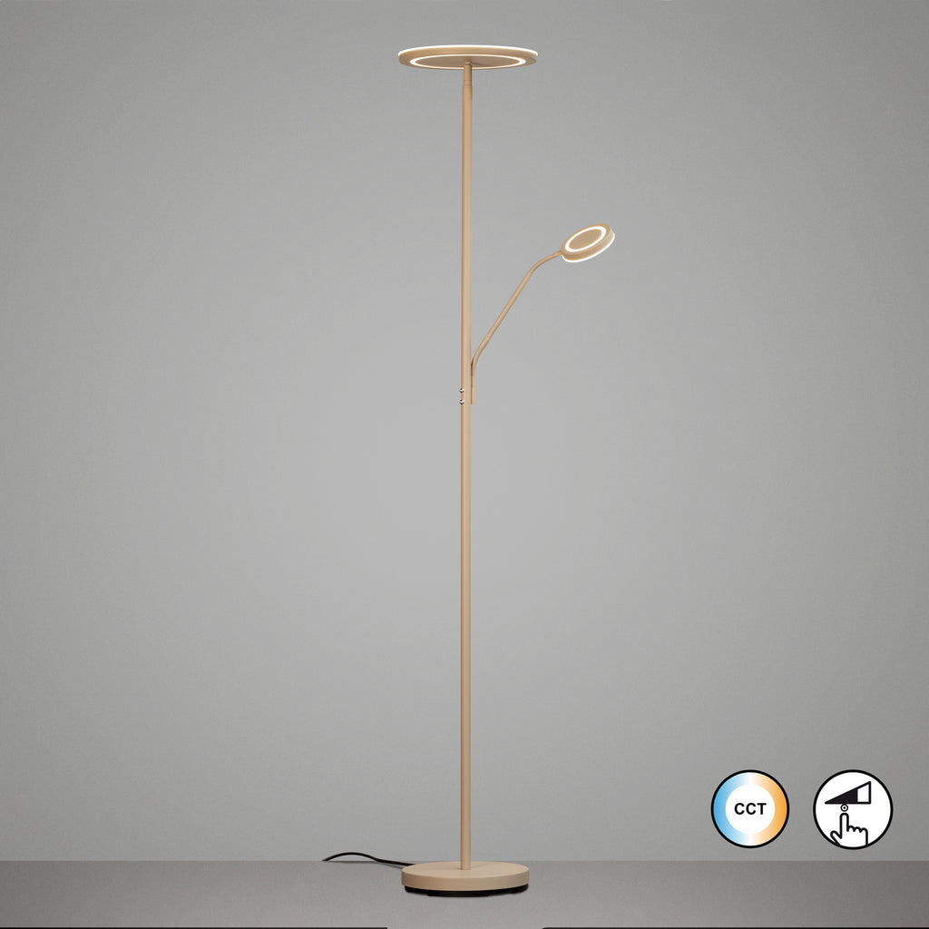 LED gulvlampe Sorento dimbar CCT med leselys 182 cm sand detalj av leselys