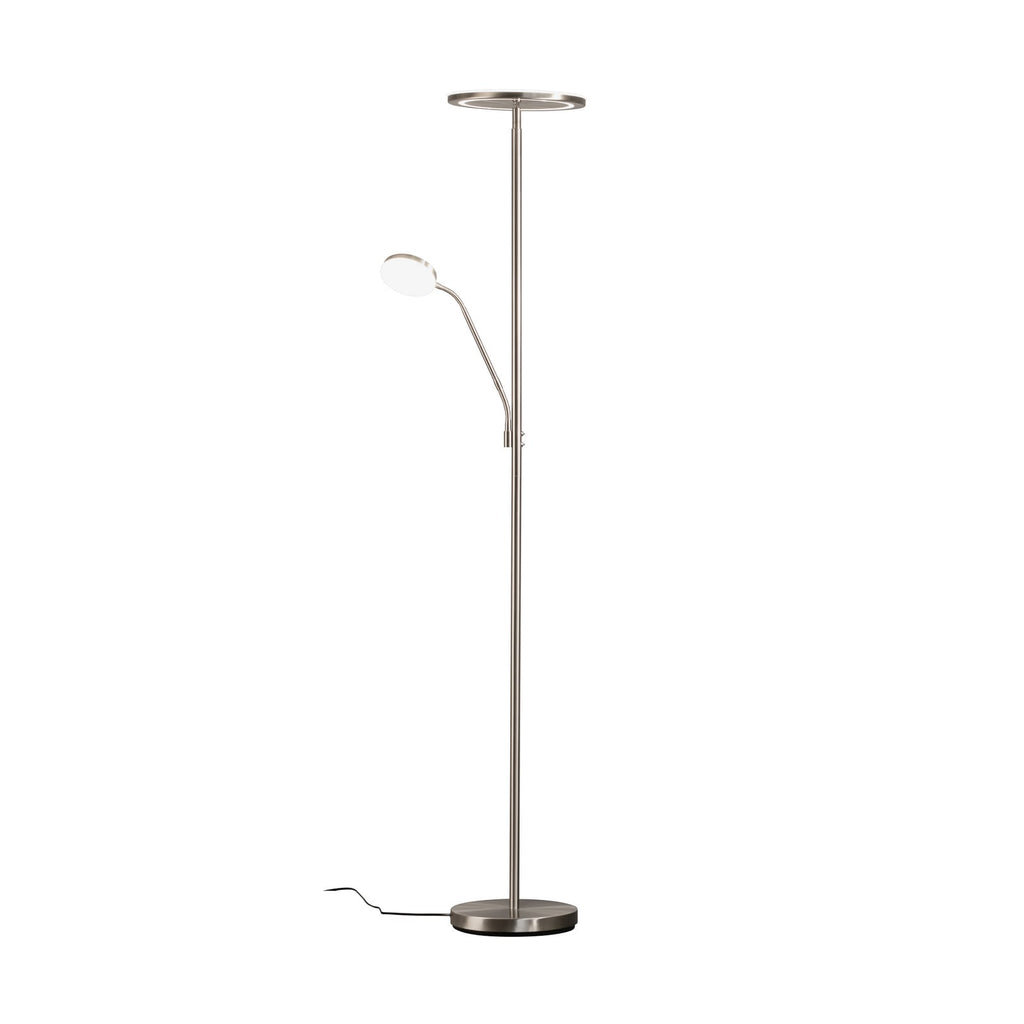 LED gulvlampe Sorento nikkel CCT dimbar med leselys bakside