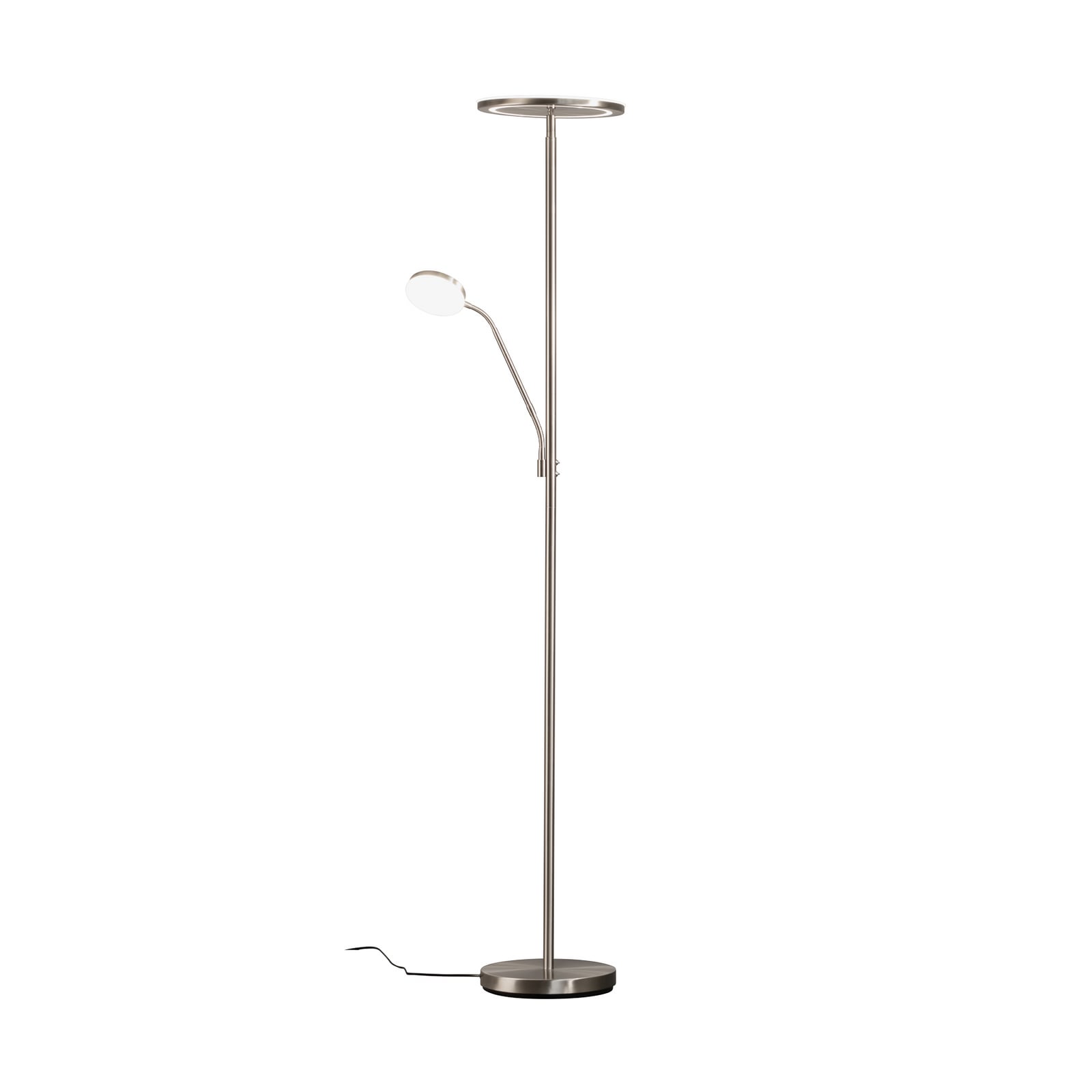 LED gulvlampe Sorento nikkel CCT dimbar med leselys bakside