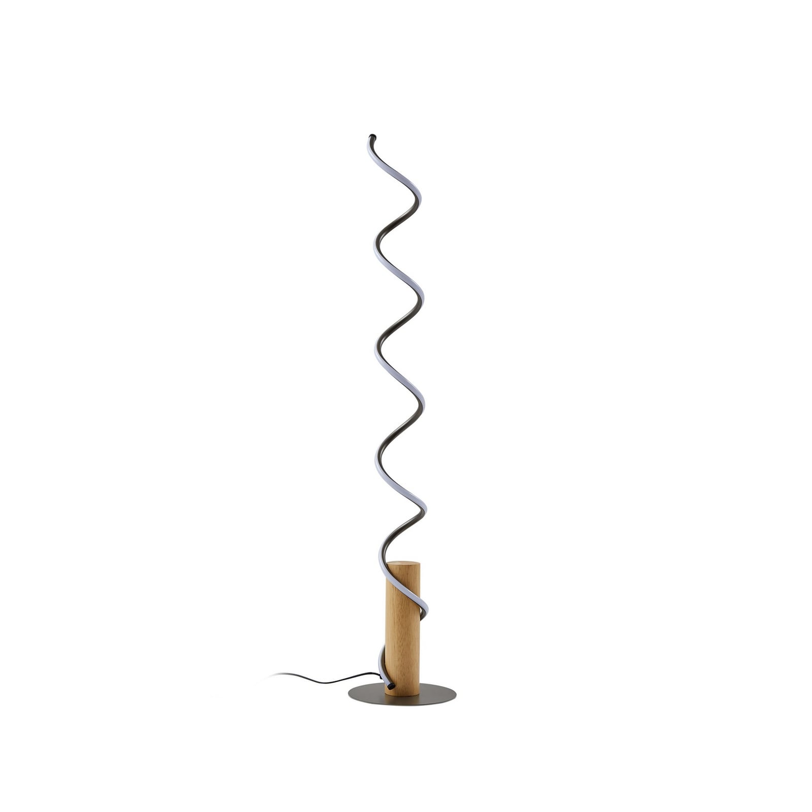 LED gulvlampe Spiraali grå tre/aluminium montert i stue