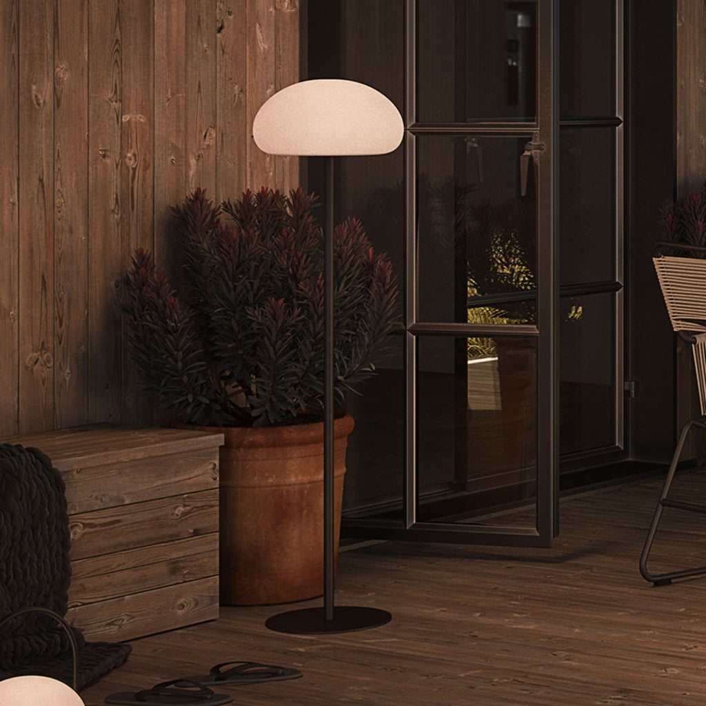 LED gulvlampe Sponge oppladbar dimbar Ø34 cm IP65 foran
