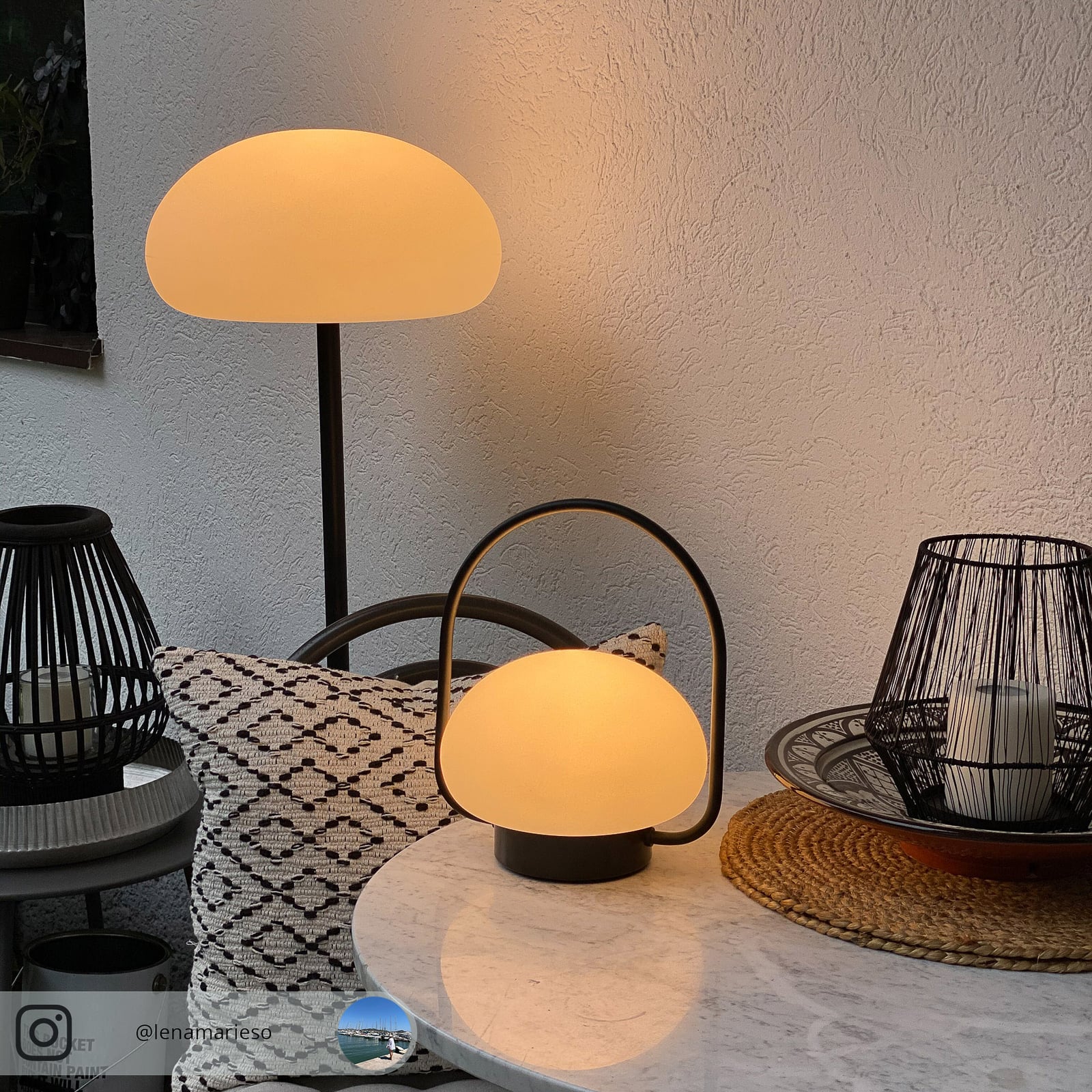 LED gulvlampe Sponge oppladbar dimbar Ø34 cm IP65 i mørket