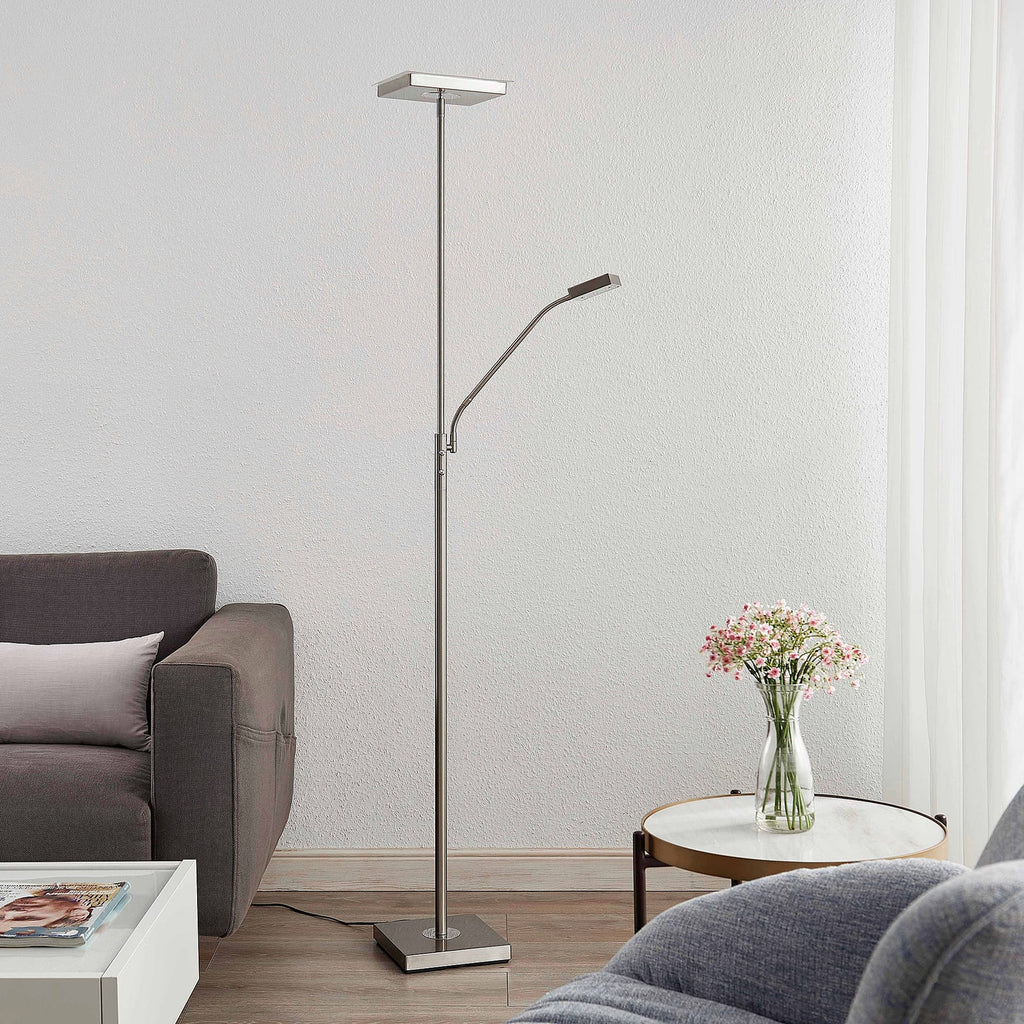 Detalj av LED gulvlampe Sumani kantet dimbar nikkel