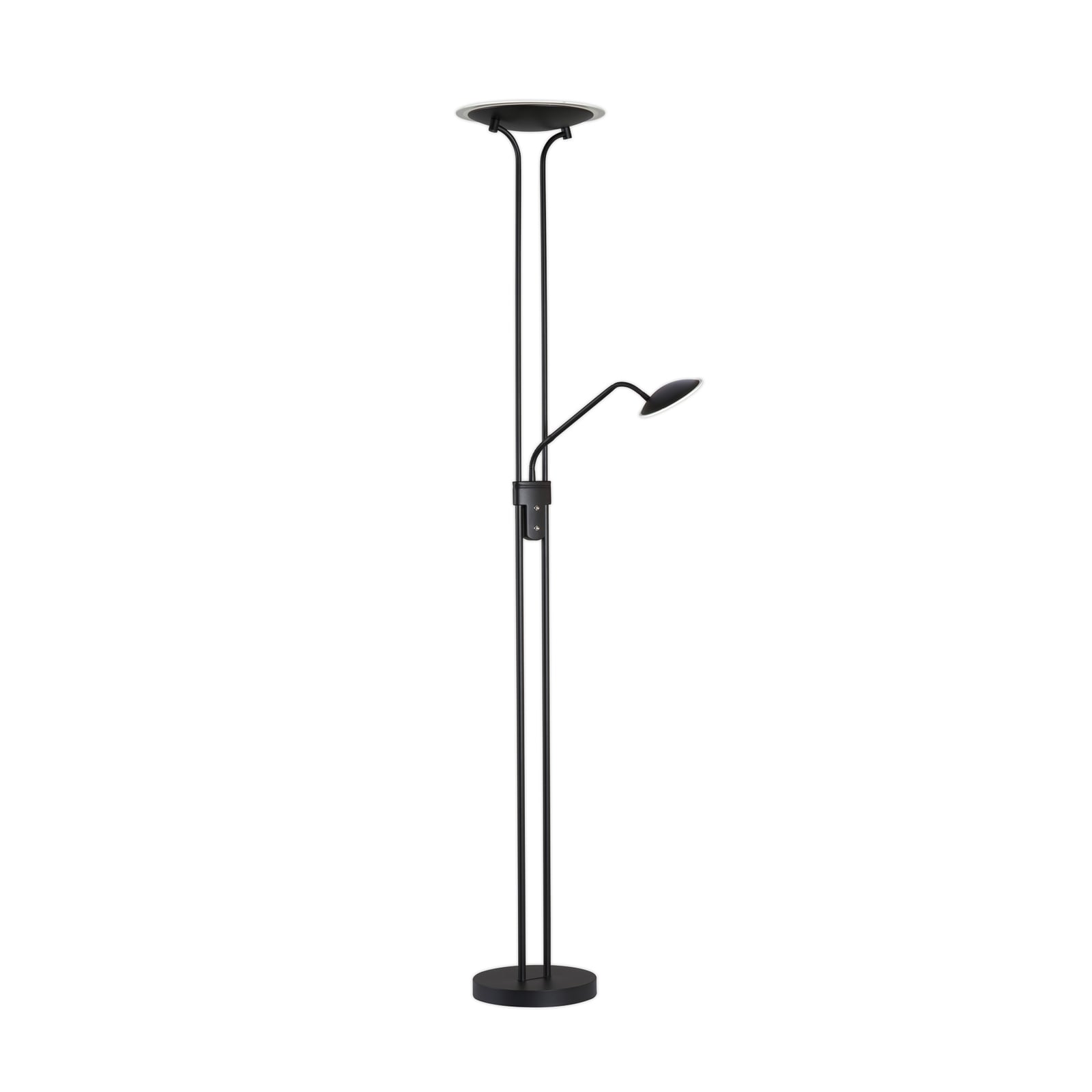 LED gulvlampe Tallri med leselampe dimbar CCT svart bakside