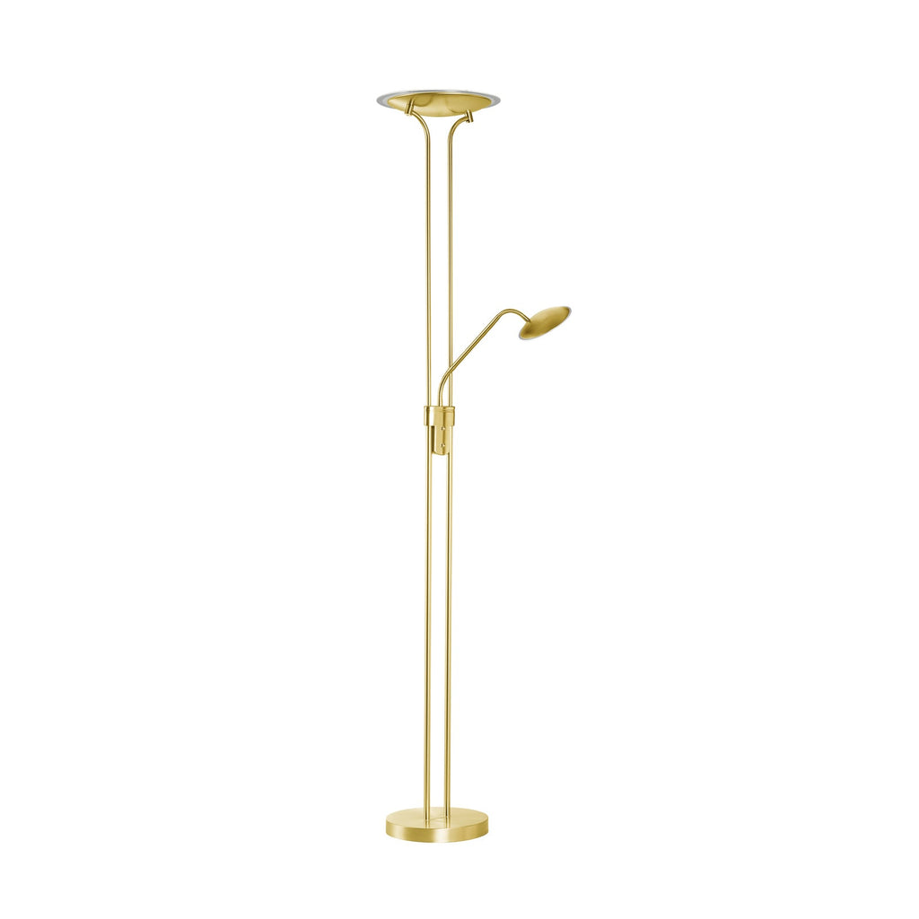 Detalj av LED gulvlampe Tallri med leselampe dimbar CCT messing