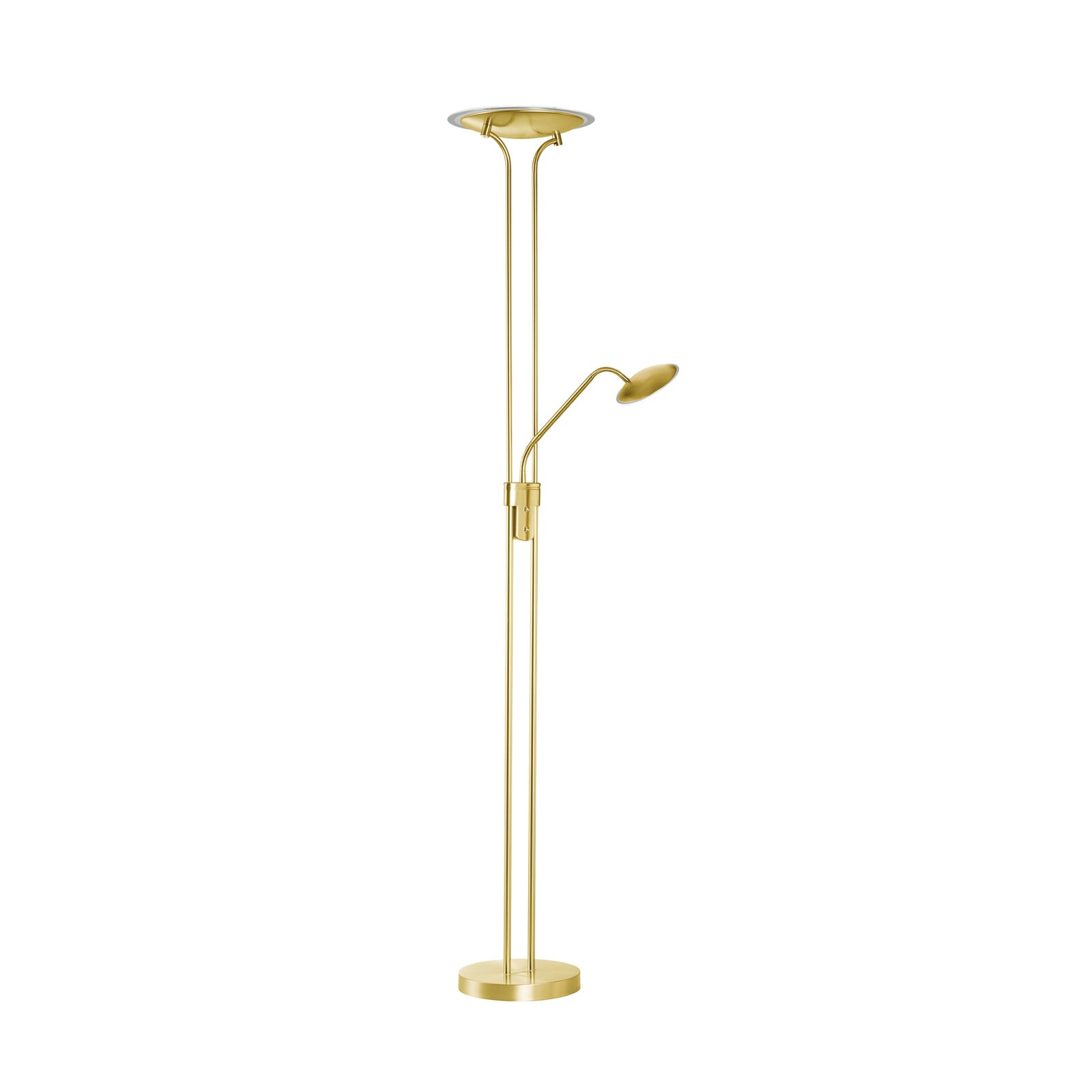 Detalj av LED gulvlampe Tallri med leselampe dimbar CCT messing