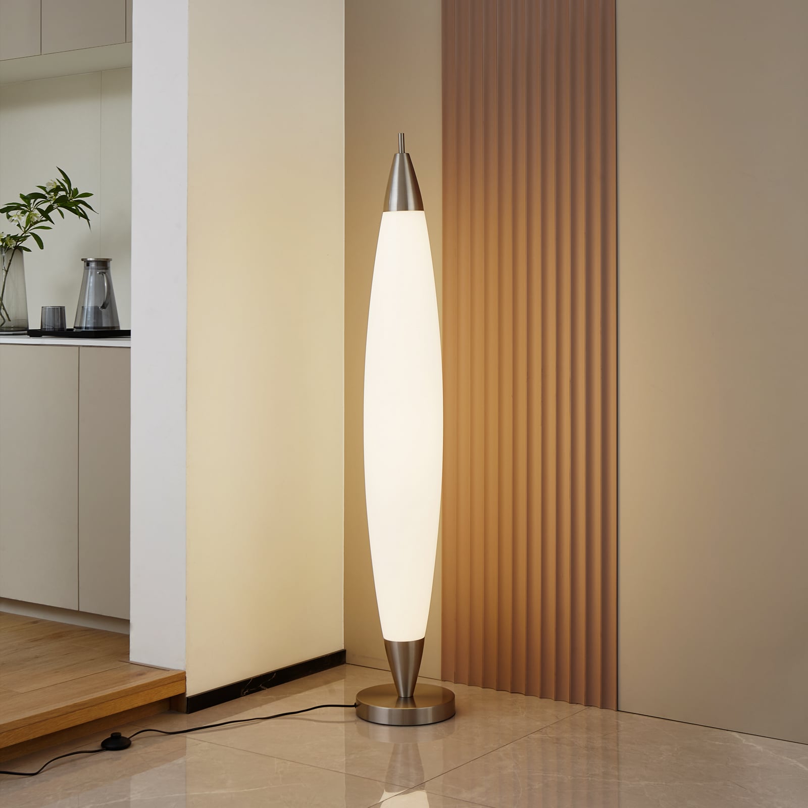 LED gulvlampe Tarell dimbar hvit/nikkel 146 cm 27W bakside