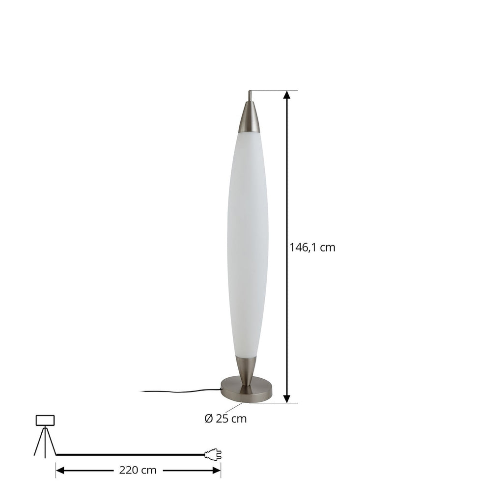 Nærbilde av bryter på LED gulvlampe Tarell dimbar hvit/nikkel 146 cm 27W