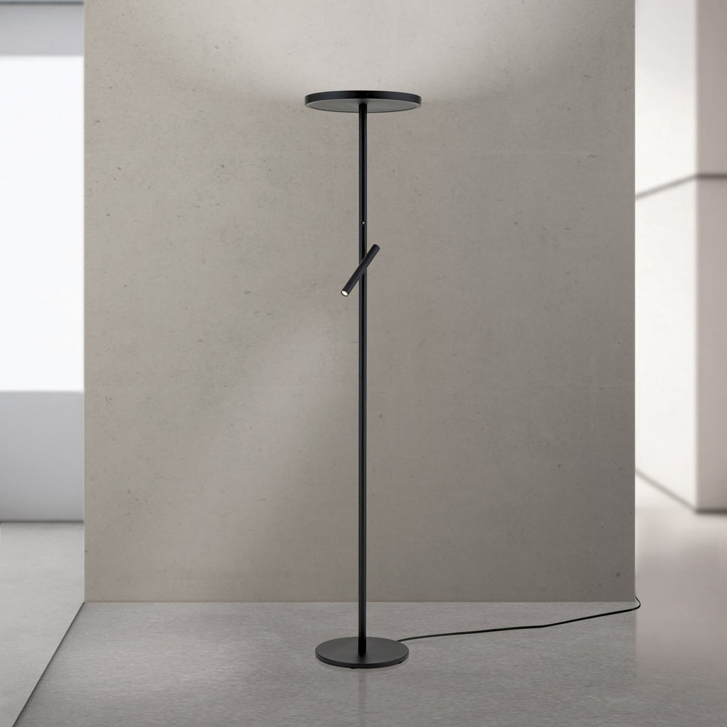 LED gulvlampe Teide med lesearm dimbar svart 175 cm forfra
