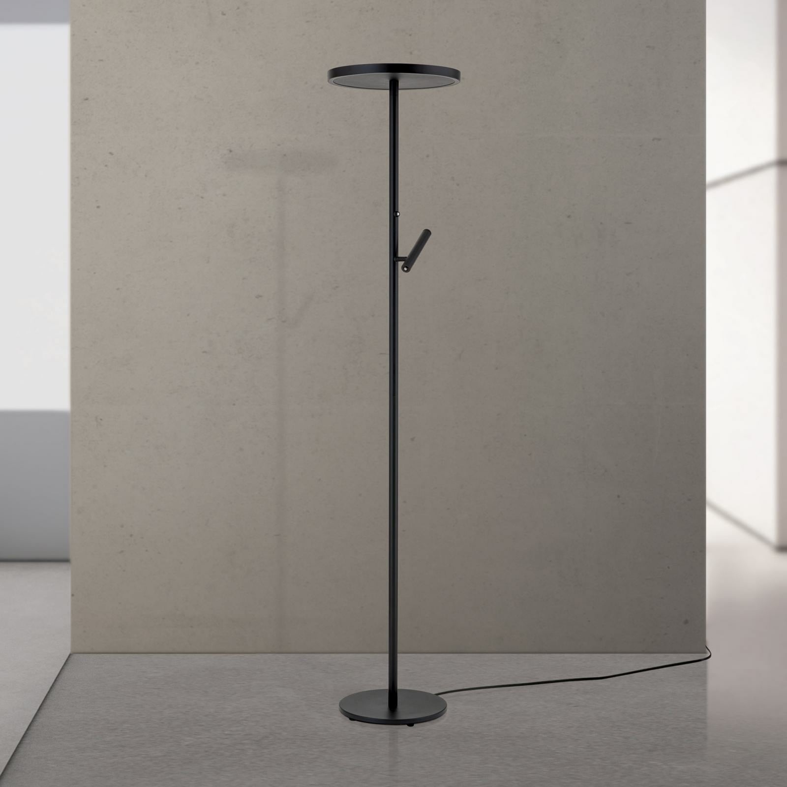 Montert LED gulvlampe Teide med lesearm dimbar svart 175 cm i stue